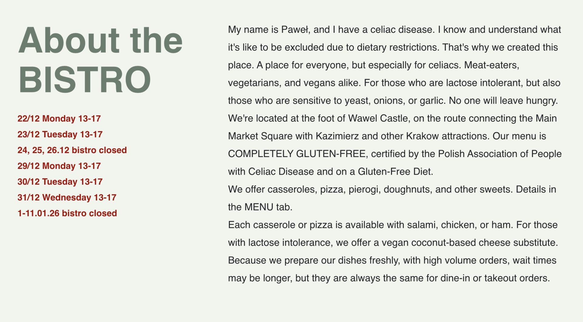 Zapiekane gluten free bistro