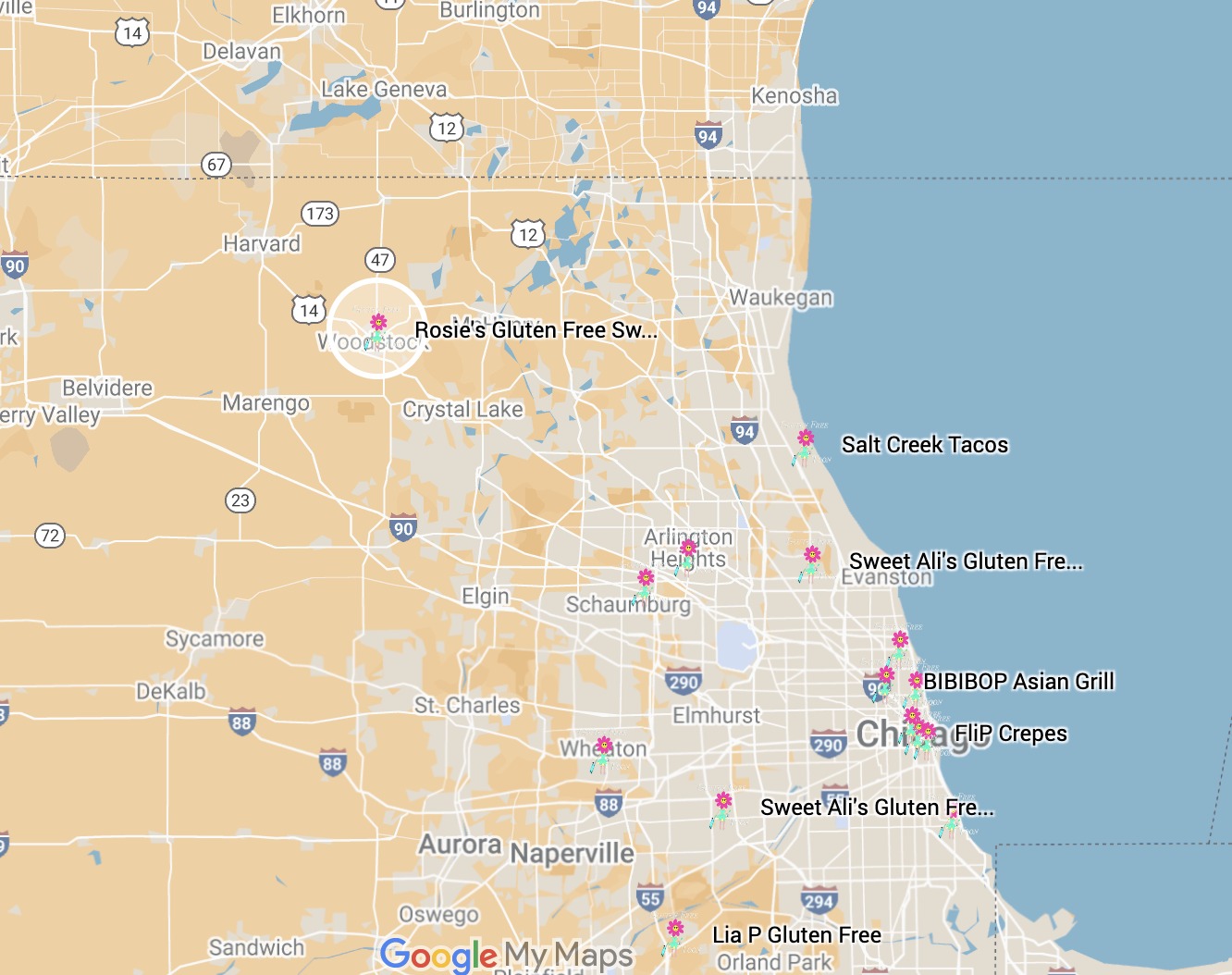 Map Rosie's Gluten Free Sweets, Inc. Rosie's Gluten Free Sweets, Inc. Map